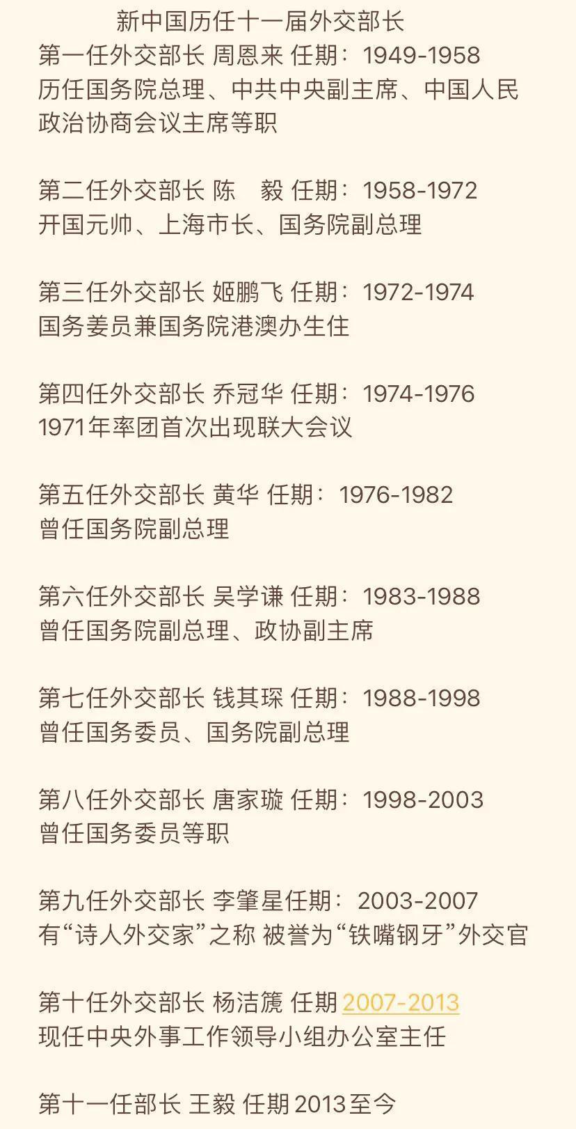 中国外交部历任部长及其历史贡献，中国外交部历任部长及其历史贡献概览